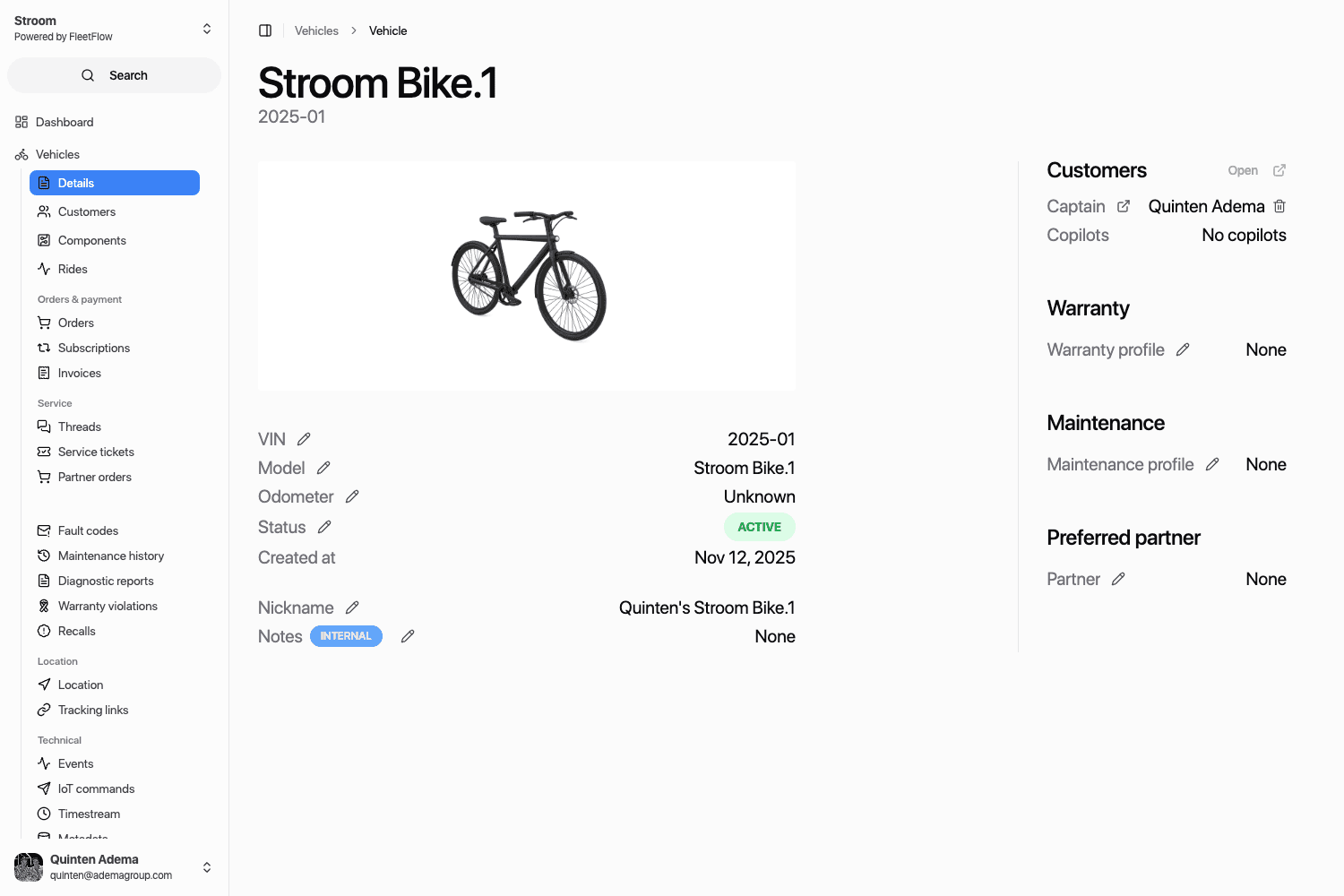 FleetFlow vehicle data screenshot